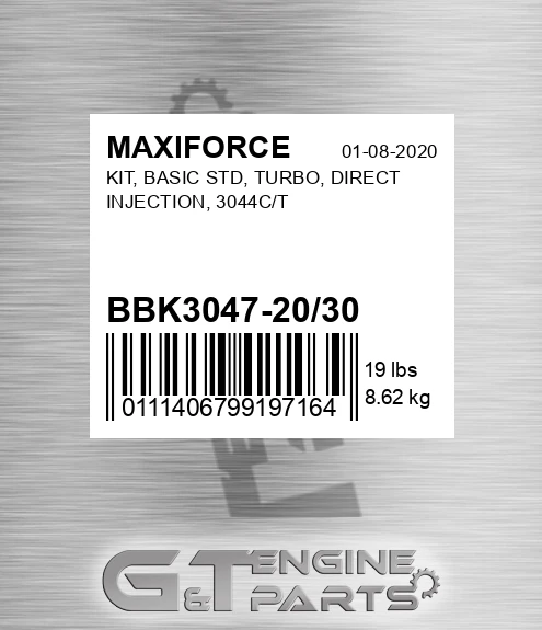 BBK3047-20/30 Kit, Basic Std, Turbo, Direct Injection, 3044c/t for MAXIFORCE