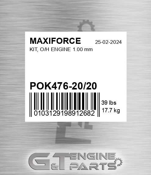 POK476-20/20 Kit, O/h Engine 1.00 Mm for MAXIFORCE