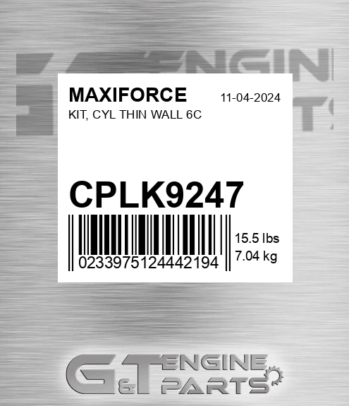 CPLK9247 Kit, Cyl Thin Wall 6c for MAXIFORCE