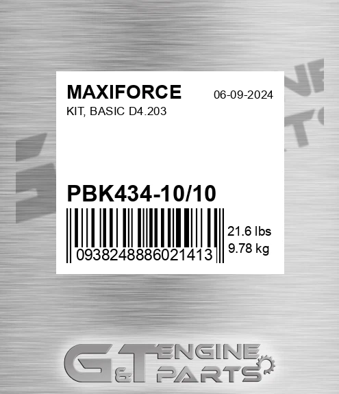 PBK434-10/10 Kit, Basic D4.203 for MAXIFORCE