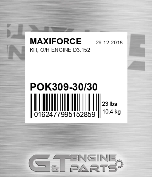 POK309-30/30 Kit, O/h Engine D3.152 for MAXIFORCE