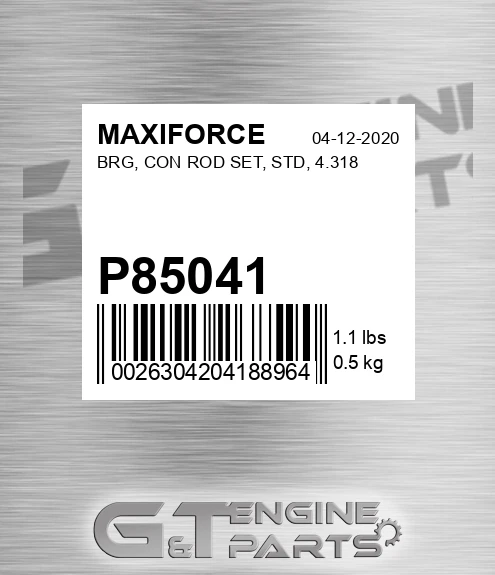 P85041 Brg, Con Rod Set, Std, 4.318 for MAXIFORCE