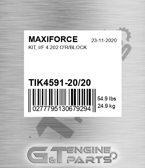 TIK4591-20/20 Kit, I/f 4.202 O'r/block for MAXIFORCE