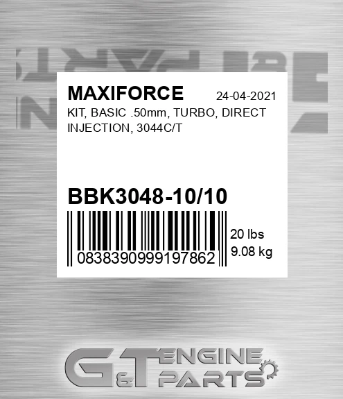 BBK3048-10/10 Kit, Basic .50mm, Turbo, Direct Injection, 3044c/t for MAXIFORCE