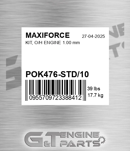 POK476-STD/10 Kit, O/h Engine 1.00 Mm for MAXIFORCE
