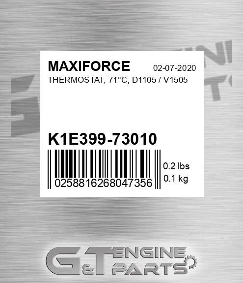 K1E399-73010 Thermostat, 71°c, D1105 / V1505 for MAXIFORCE
