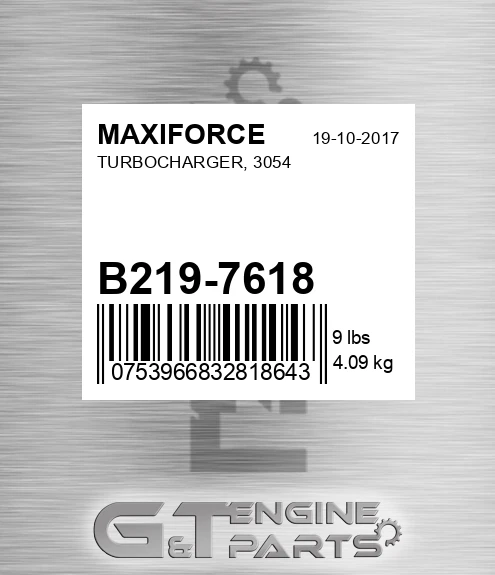B219-7618 Turbocharger, 3054 for MAXIFORCE