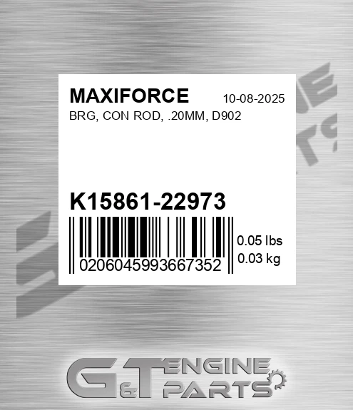 K15861-22973 Brg, Con Rod, .20mm, D902 for MAXIFORCE