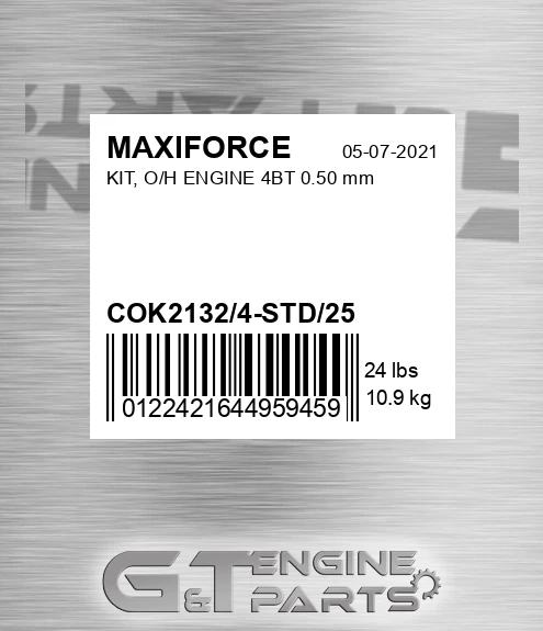 COK2132/4-STD/25 Kit, O/h Engine 4bt 0.50 Mm for MAXIFORCE