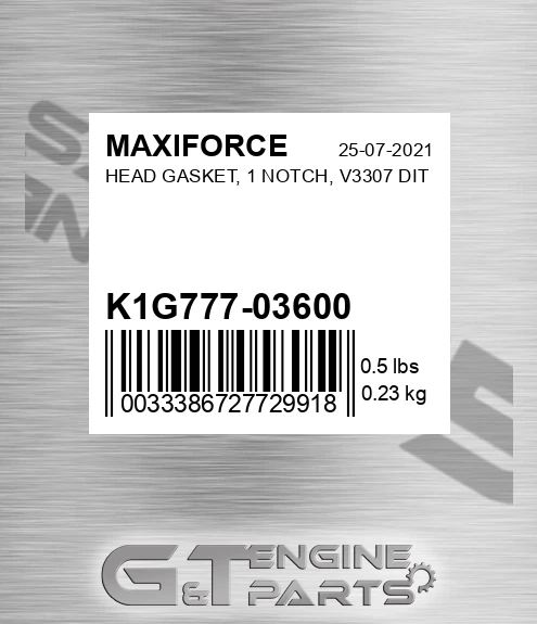 K1G777-03600 Head Gasket, 1 Notch, V3307 Dit for MAXIFORCE