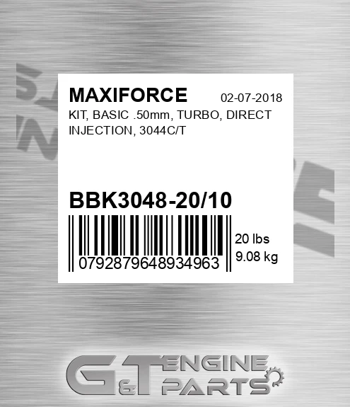 BBK3048-20/10 Kit, Basic .50mm, Turbo, Direct Injection, 3044c/t for MAXIFORCE