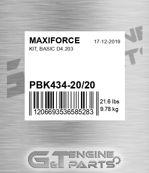 PBK434-20/20 Kit, Basic D4.203 for MAXIFORCE