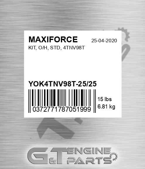 YOK4TNV98T-25/25 Kit, O/h, Std, 4tnv98t for MAXIFORCE