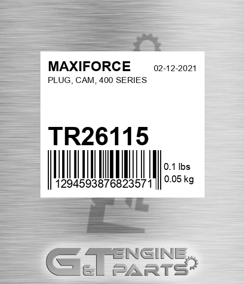 TR26115 Plug, Cam, 400 Series