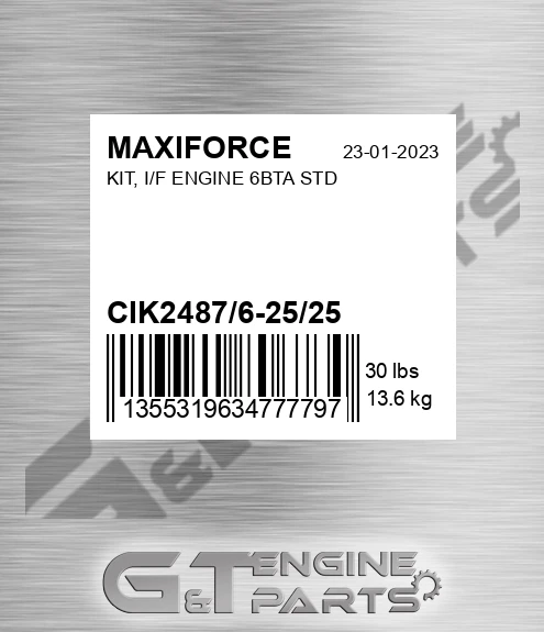 CIK2487/6-25/25 Kit, I/f Engine 6bta Std for MAXIFORCE