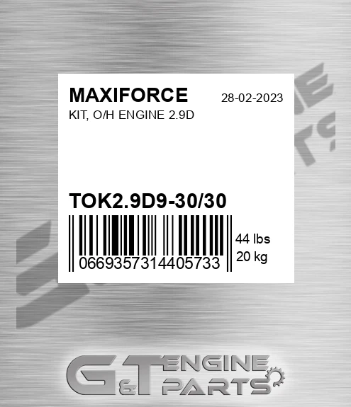 TOK2.9D9-30/30 Kit, O/h Engine 2.9d for MAXIFORCE