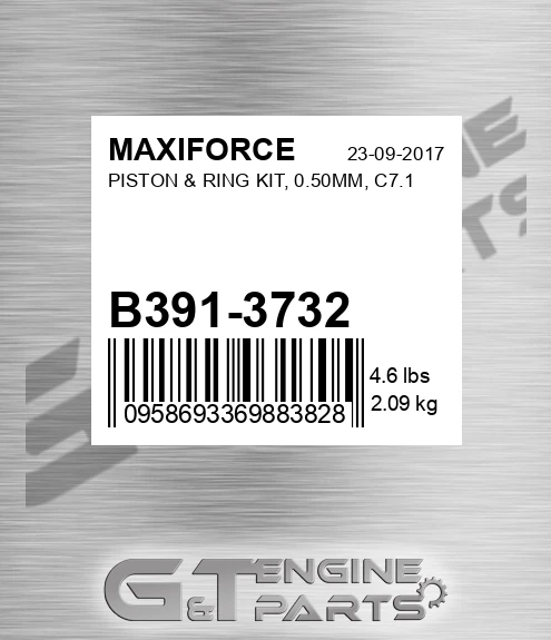 B391-3732 Piston & Ring Kit, 0.50mm, C7.1 for MAXIFORCE