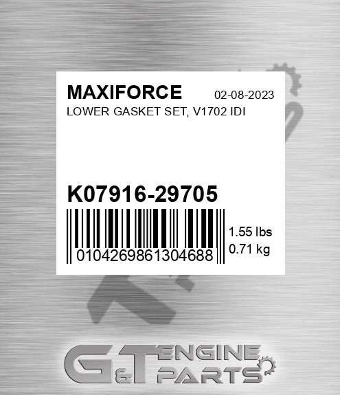 K07916-29705 Lower Gasket Set, V1702 Idi for MAXIFORCE