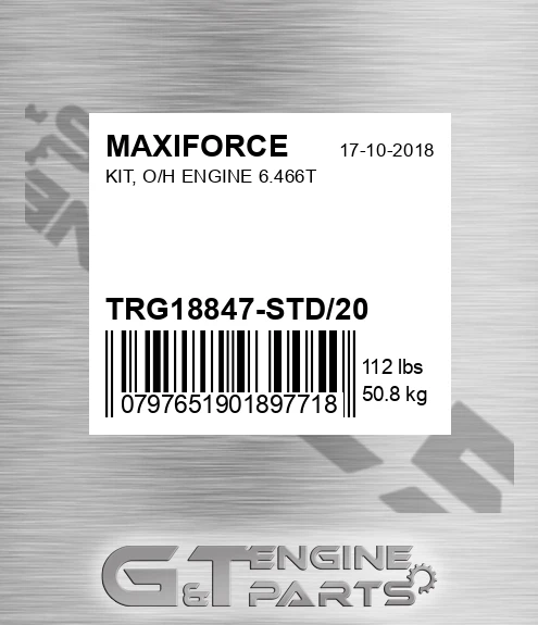 TRG18847-STD/20 Kit, O/h Engine 6.466t for MAXIFORCE