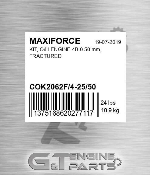 COK2062F/4-25/50 Kit, O/h Engine 4b 0.50 Mm, Fractured for MAXIFORCE