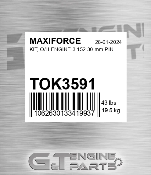 TOK3591 Kit, O/h Engine 3.152 30 Mm Pin for MAXIFORCE