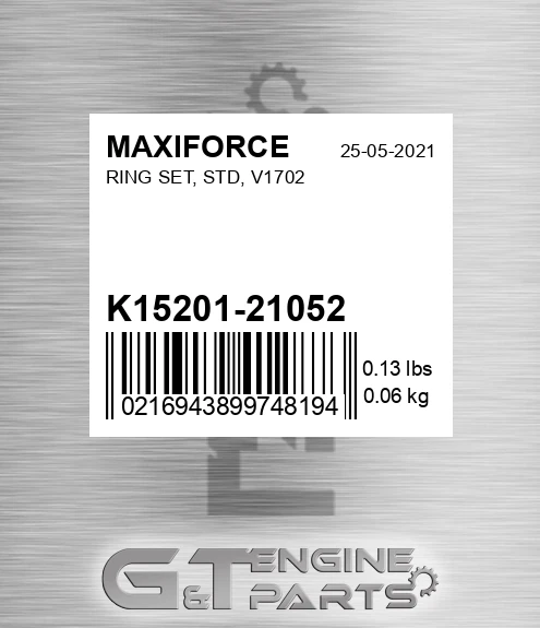 K15201-21052 Ring Set, Std, V1702 for MAXIFORCE
