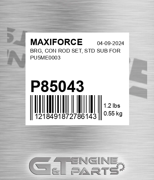 P85043 Brg, Con Rod Set, Std Sub For Pu5me0003 for MAXIFORCE