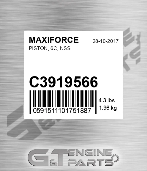 C3919566 Piston, 6c, Nss for MAXIFORCE