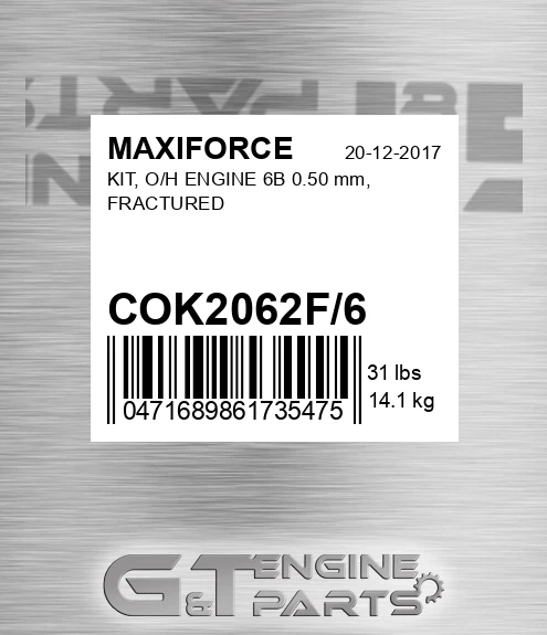 COK2062F/6 Kit, O/h Engine 6b 0.50 Mm, Fractured for MAXIFORCE