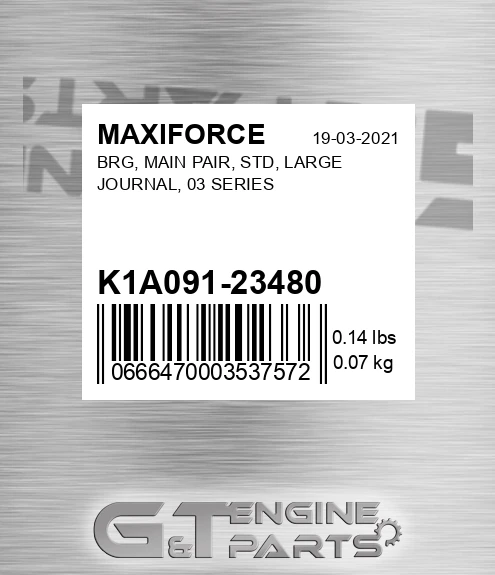 K1A091-23480 Brg, Main Pair, Std, Large Journal, 03 Series for MAXIFORCE