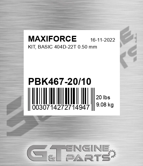 PBK467-20/10 Kit, Basic 404d-22t 0.50 Mm for MAXIFORCE