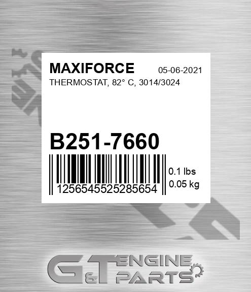 B251-7660 Thermostat, 82° C, 3014/3024 for MAXIFORCE
