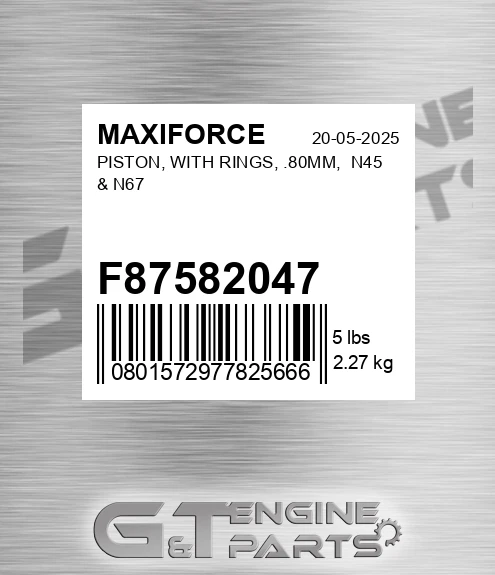 F87582047 Piston, With Rings, .80mm, N45 & N67 for MAXIFORCE
