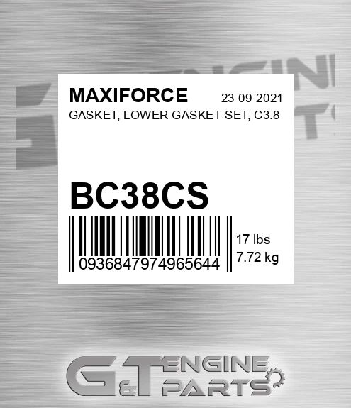 BC38CS Gasket, Lower Gasket Set, C3.8 for MAXIFORCE