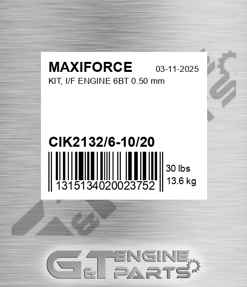CIK2132/6-10/20 Kit, I/f Engine 6bt 0.50 Mm for MAXIFORCE