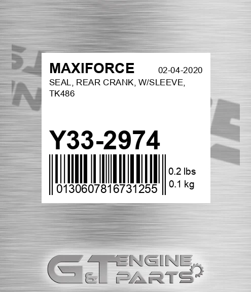 Y33-2974 Seal, Rear Crank, W/sleeve, Tk486 for MAXIFORCE