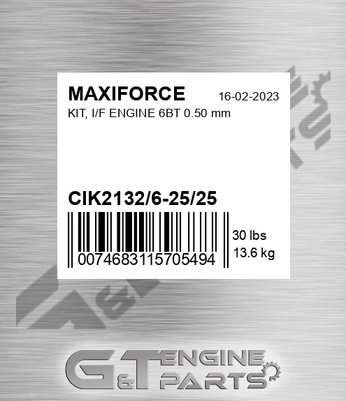 CIK2132/6-25/25 Kit, I/f Engine 6bt 0.50 Mm for MAXIFORCE