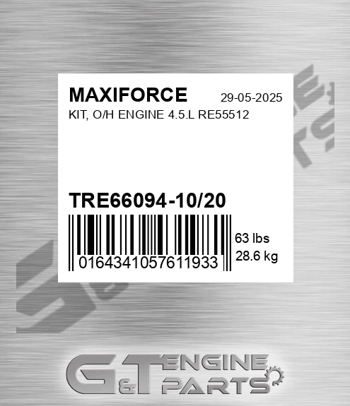 TRE66094-10/20 Kit, O/h Engine 4.5.l Re55512 for MAXIFORCE