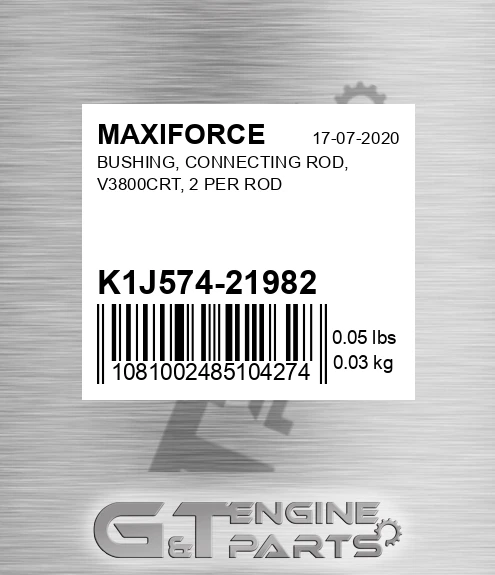 K1J574-21982 Bushing, Connecting Rod, V3800crt, 2 Per Rod for MAXIFORCE