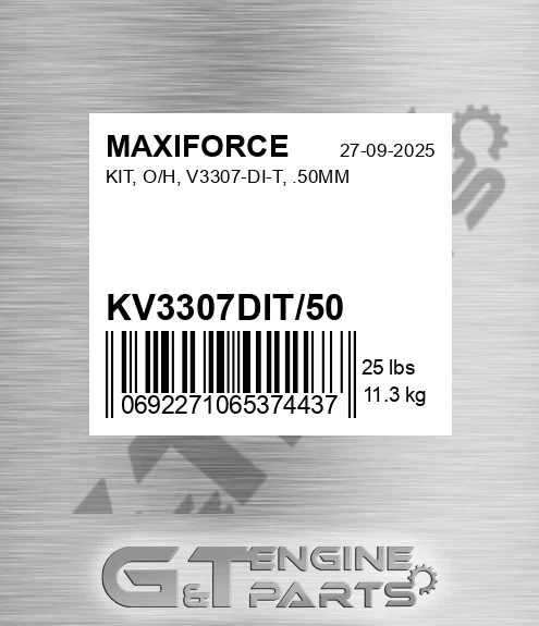 KV3307DIT/50 Kit, O/h, V3307-di-t, .50mm for MAXIFORCE