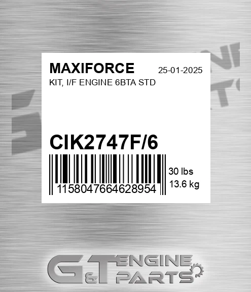 CIK2747F/6 Kit, I/f Engine 6bta Std for MAXIFORCE