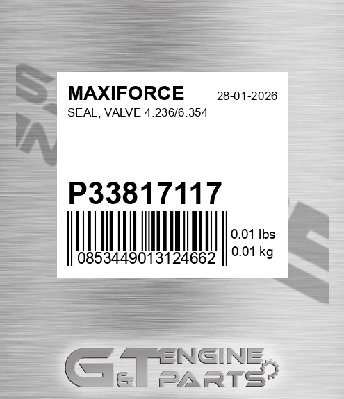 P33817117 Seal, Valve 4.236/6.354 for MAXIFORCE