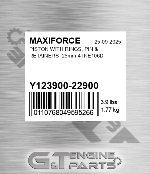 Y123900-22900 Piston With Rings, Pin & Retainers .25mm 4tne106d for MAXIFORCE
