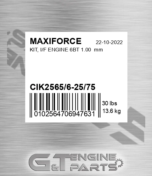 CIK2565/6-25/75 Kit, I/f Engine 6bt 1.00 Mm for MAXIFORCE