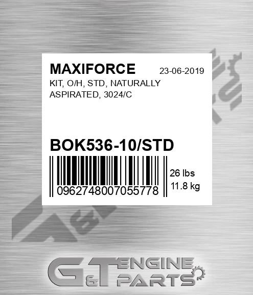 BOK536-10/STD Kit, O/h, Std, Naturally Aspirated, 3024/c for MAXIFORCE