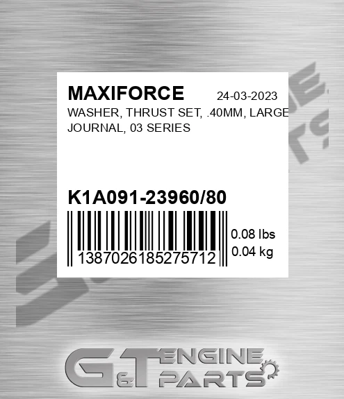 K1A091-23960/80 Washer, Thrust Set, .40mm, Large Journal, 03 Series for MAXIFORCE