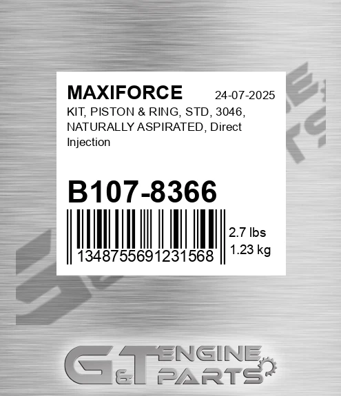 B107-8366 Kit, Piston & Ring, Std, 3046, Naturally Aspirated, Direct Injection for MAXIFORCE
