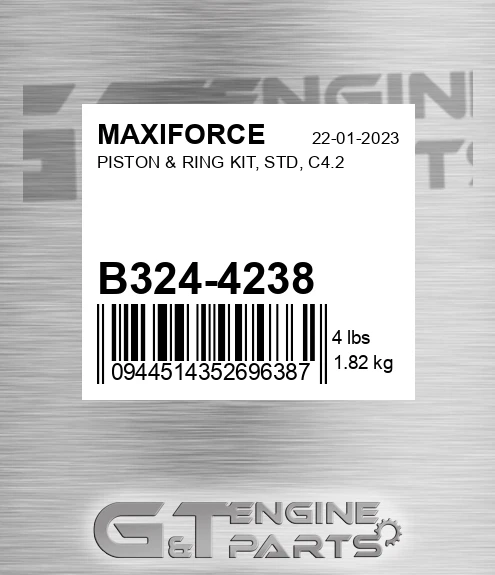 B324-4238 Piston & Ring Kit, Std, C4.2 for MAXIFORCE