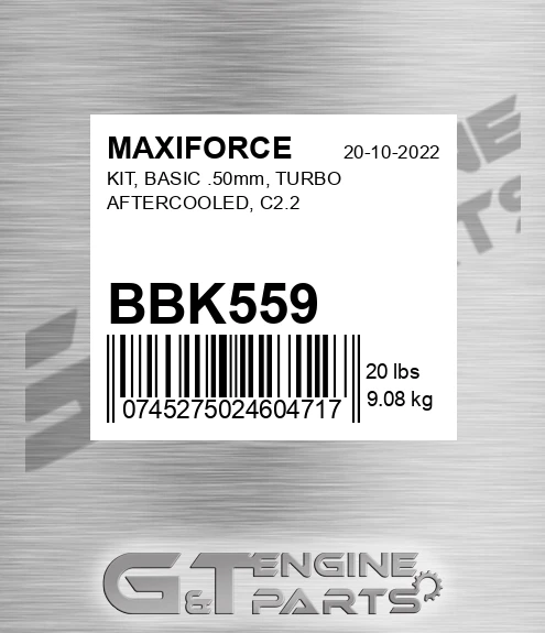 BBK559 Kit, Basic .50mm, Turbo Aftercooled, C2.2 for MAXIFORCE