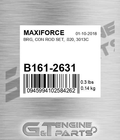 B161-2631 Brg, Con Rod Set, .020, 3013c for MAXIFORCE